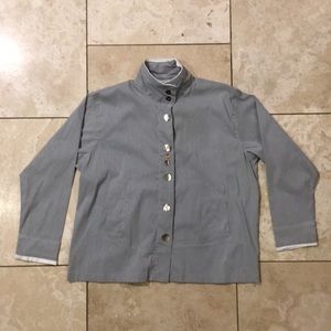 Eleven Stitch Design Micro Pinstriped Blouse NWT